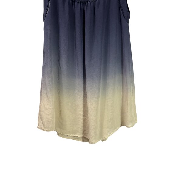 Anthropologie Postmark Silk Tank Top Sleeveless Size 8 Ombre Gradient Blue Cream - Picture 6 of 9